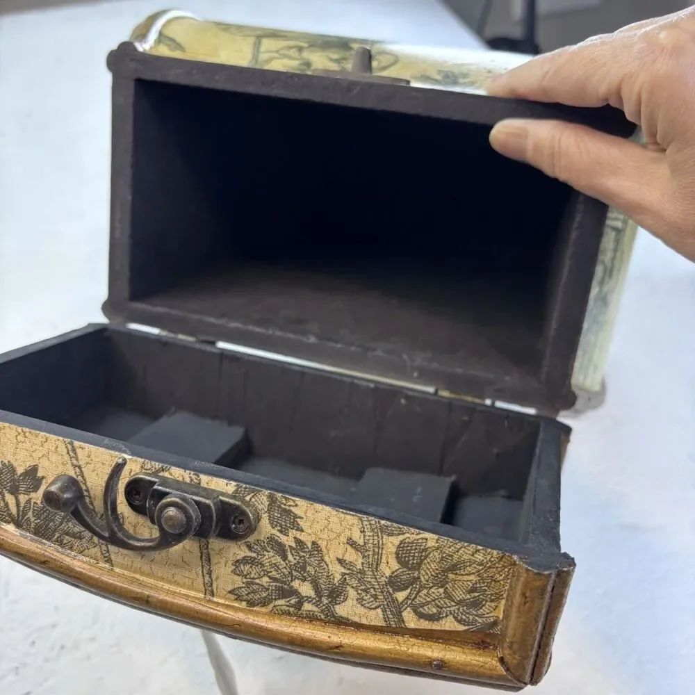 Vintage Style Wooden Wine Bottle Storage Box French Toile Decoupage Rustic Decor